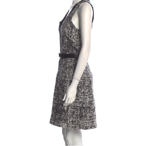 Proenza Schouler Black White Boucle Scoop Neck Sleeveless Belted Dress 8 - Picture 2 of 5